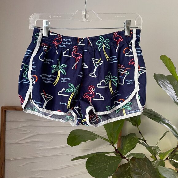 Women's CHUBBIES Neon Sign Print Pull On Beach Shorts Size Medium M - Picture 1 of 3